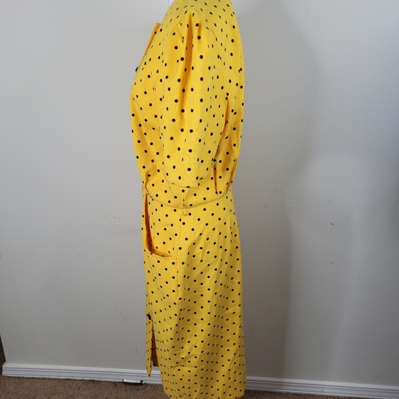 Vintage Algo Yellow and Black Button Down Pencil Dress - Picture 7 of 11